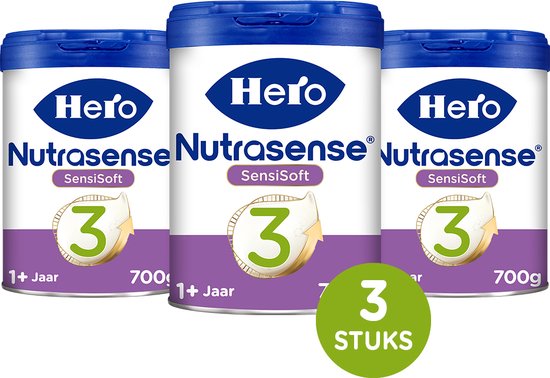Hero Baby Nutrasense SensiSoft peutermelk 3 - Flesvoeding vanaf 1 jaar - 3 x 700 gram van Hero Baby