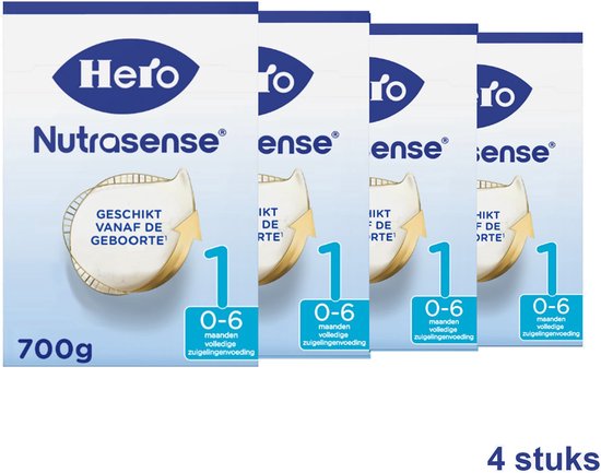 Hero Nutrasense Classic 1 (6-12 Maanden) - Zuigelingenvoeding - Flesvoeding - met Melkvet - Palmolievrij - 4 x 700 gram