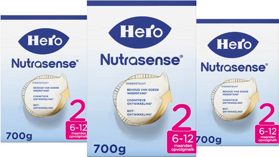 Hero Nutrasense Classic 2 (6-12 Maanden) - Opvolgmelk - Flesvoeding - met Melkvet - Palmolievrij - 3 x 700 gram