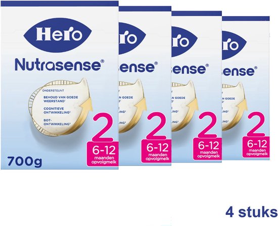 Hero Nutrasense Classic 2 (6-12 Maanden) - Opvolgmelk - Flesvoeding - met Melkvet - Palmolievrij - 4 x 700 gram