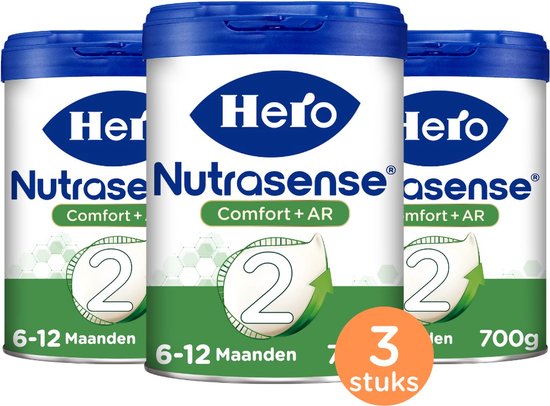 Hero Nutrasense Comfort+ AR 2 (6-12 Maanden) - Opvolgmelk - Flesvoeding - Palmolievrij - 3 x 700 gram van Merkloos