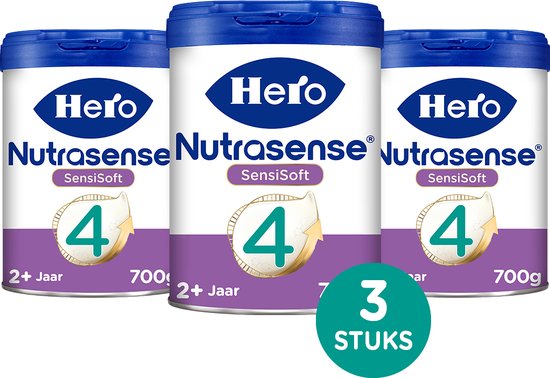 Hero Nutrasense SensiSoft 4 (2+ Jaar) - Peutermelk - Flesvoeding - met Melkvet - Palmolievrij - 3 x 700 gram van Hero