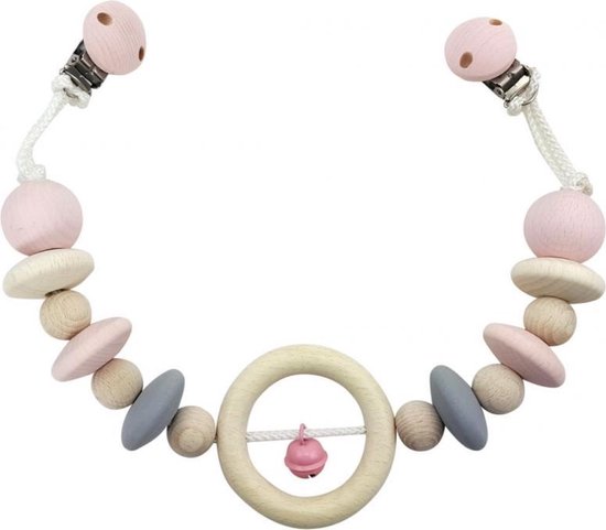 Hess wagenhanger houten wagenspanner naturel roze baby accessoire.