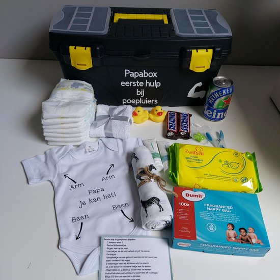 Het blije snoetje - papabox eerste hulp bij poepluiers - kraamcadeau - Deluxe van Merkloos