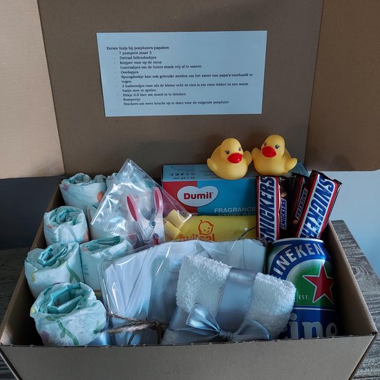Het blije snoetje - papabox eerste hulp bij poepluiers - kraamcadeau van Het blije snoetje