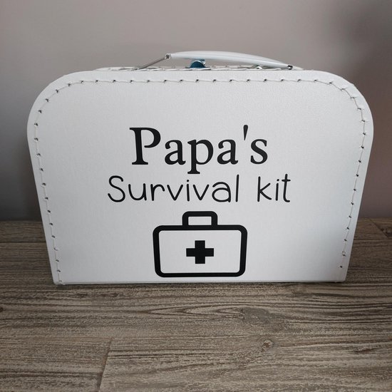 Het blije snoetje - Papa's survival kit - kraamcadeau - cadeau zwangerschap - cadeau babyshower - Wit van Het blije snoetje