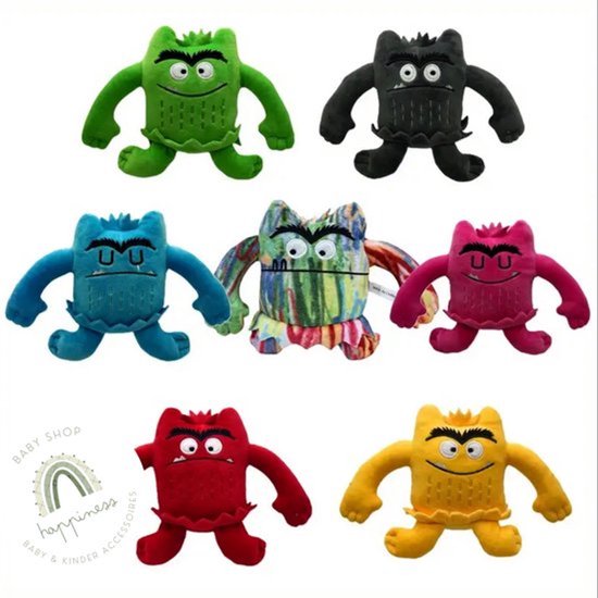 het Kleurenmonster knuffels zonder boek - set van 7 knuffels - knuffels kleurenmonster