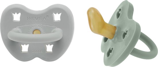 HEVEA - 2-Pack - Fopspeen - Orthondontisch - Gorgeous Grey & Sage -3-36 mnd - 100% natuurrubber van HEVEA