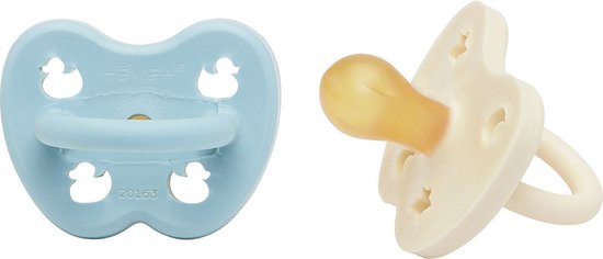 HEVEA | dental Duopack spenen (2 stuks) | Orthodontisch | Baby Blue & Milky White | 0-3 maanden van HEVEA