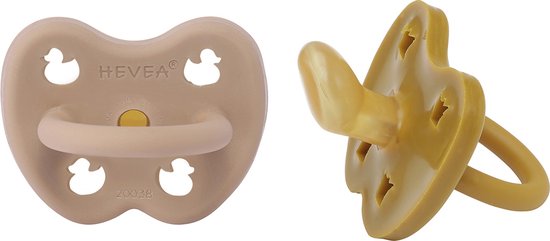 HEVEA - Fopspeen - 2-Pack -Orthondontisch - Golden Honey & Tan Beige -3-36 mnd van HEVEA