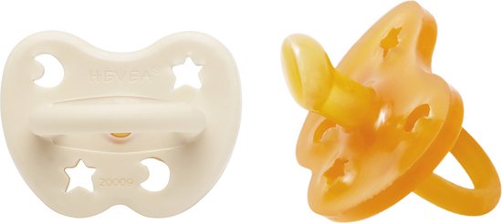HEVEA - Fopspeen - 2-Pack - Orthondontisch - Milky White & Natural - 3-36 mnd van HEVEA