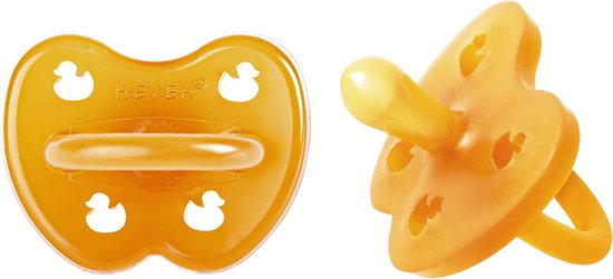 HEVEA - Fopspeen - 2 Stuks - Symmetrisch - Naturel - 0-3 mnd - 100% natuurrubber van HEVEA