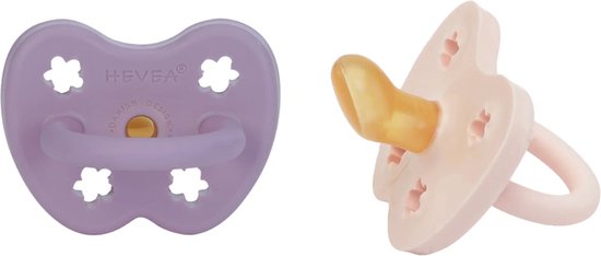 HEVEA - Fopspeen - Orthodontisch - Powder Pink en Lavender - 3-36 mnd - 100% natuurrubber van Merkloos