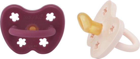 HEVEA - Fopspeen - Orthondontisch - Powder Pink en Rosewood -3-36 mnd - 100% natuurrubber van HEVEA