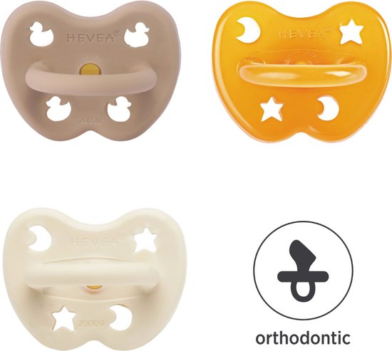 Hevea fopspenen - orthodontisch - 3-36 maanden - Tan beige, Classic, Milky white van HEVEA