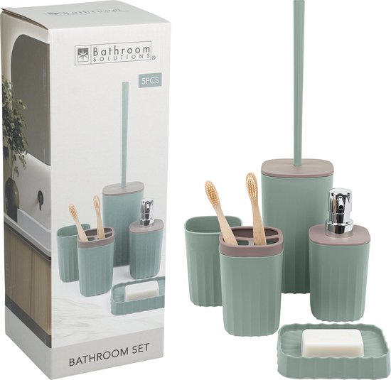 HH - Koopman badkamerset speelgoed educatief groen 5-delig karton. van Merkloos