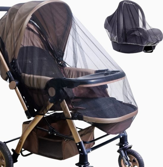 HHHK - Kinderwagen Muggennet - Met elasiekenband - Bescherming tegen insecten - Muskietennet - Zwart van HHHK