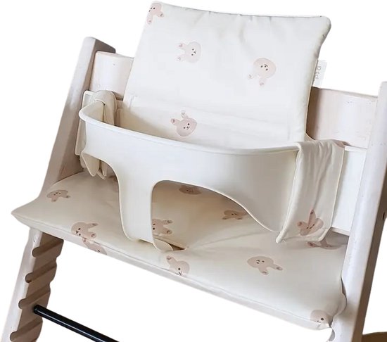 HHHK - Stokke Tripp Trapp kussenset - zitkussen en rugkussen - Wit met Konijntjes van Stokke
