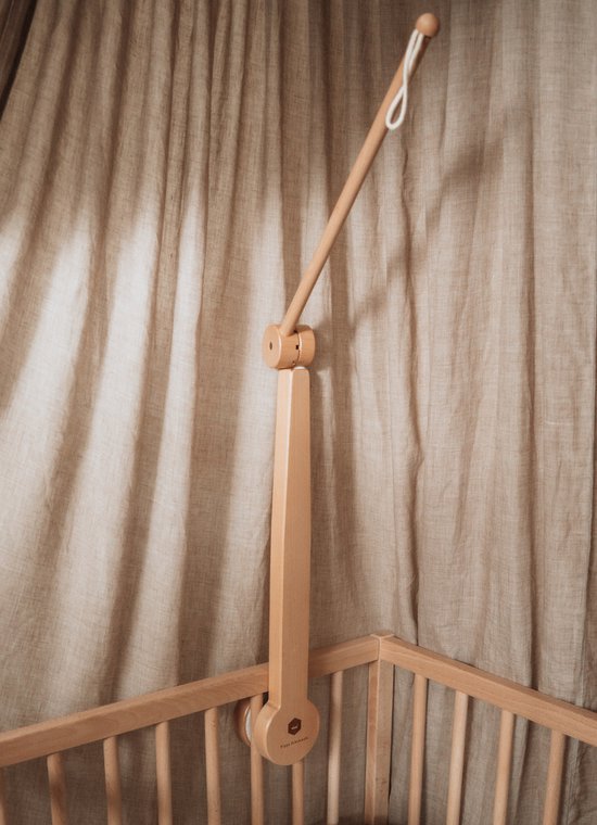 Hippe Schommels® Mobiel Houder – Massief Hout – Houten Boxmobiel Houder – Babymobiel – 360° Verstelbaar – Makkelijk Bevestigen van Merkloos