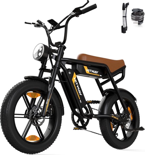 Hitway Elektrische Fiets BK29S - 20*4.0 Inch Fatbike - Twee Afneembare 48V 13Ah Lithium Batterij - Mountain Snow EBike met IP54 Waterdicht - City Commuter E-Bike met 250W Motor - 7 Versnellingen van Hitway