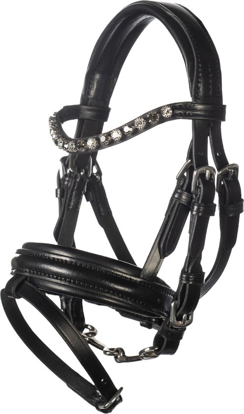 HKM Hobby Horse hoofdstel Deluxe - zwart leer - geschikt voor HKM stokpaarden van HKM