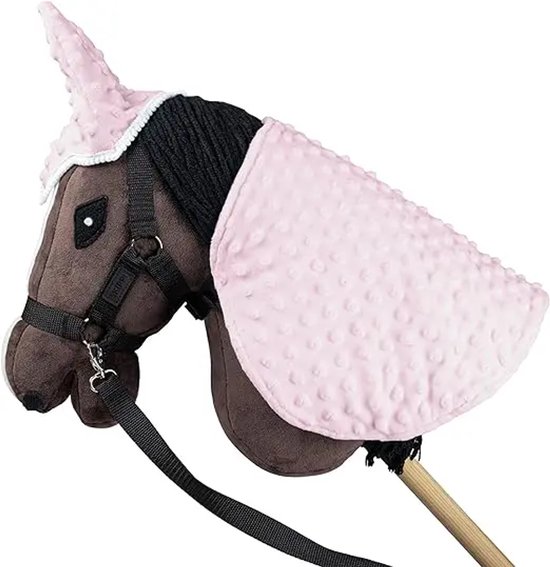Hobby Horse set - Deken en Oornetje - Roze - Hobbyhorse stokpaardje speelgoed stok paard van Merkloos