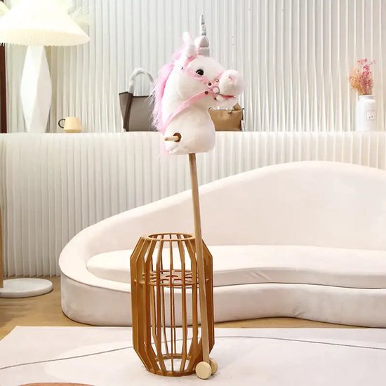 Hobby Horse Stokpaard - Hobby horse - Houten speelgoedpaardje - Pluche speelgoedpaard - Stokpaardje met Teugels – Zacht en Stevig van Eddy Toys