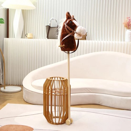 Hobby Horse Stokpaard - Stokpaard - Pluche stokpaardje - Houten speelgoed - Buitenspeelgoed - Speelgoed Paard met Teugels – Zacht en Stevig van Buzzbeds