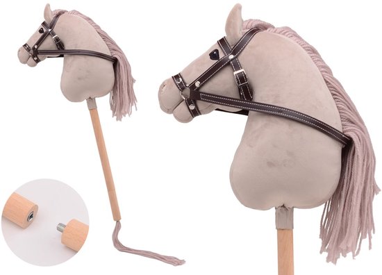Hobby Paard, ca. 79 cm met halster , stokpaardje voor hobby horsing, paard om op te rijden voor kinderen en volwassenen zonder geluid stokpaard Holly Horse de luxe met korte stok van Holly Horse