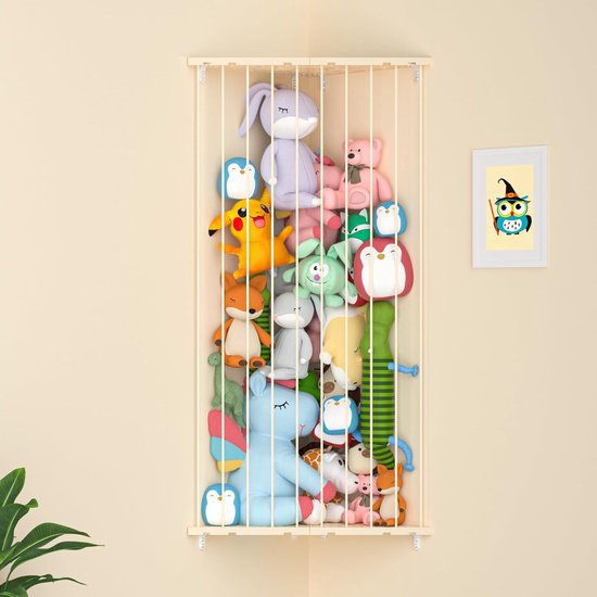 Hoekorganizer Knuffels - Opberger Speelgoed - Kinderkamer Inrichten - Gepatenteerd 2-in-1 Ontwerp - 32 x 32 x 45 cm - Zwart