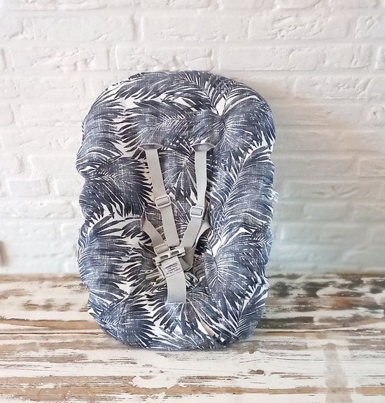 Hoes voor Trip Trap Babyschaal oud model in stof Leaves Grijs van Ukje