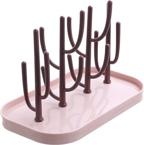 Hoga Flessen Droogrek - Baby Flessenrek - Afdruiprek Baby - Droogrek - Drying Rack - Roze van Hoga