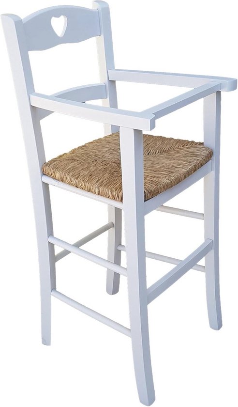 Hoge Kinderstoel van Hout - Wit - Veilig en Stijlvol van Merkloos