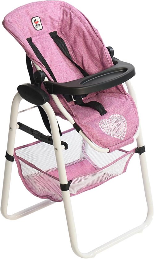 Hoge Kinderstoel voor Poppen - Jeans Roze van Merkloos