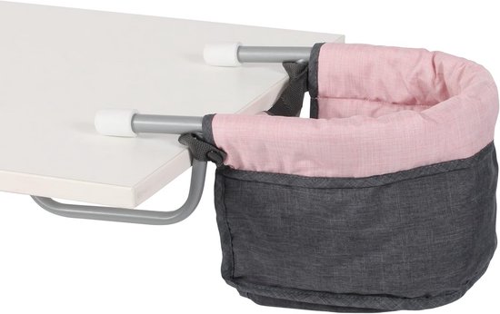 Hoge Poppenstoel voor Poppen tot 60 cm - Melange Antraciet-Roze van Merkloos