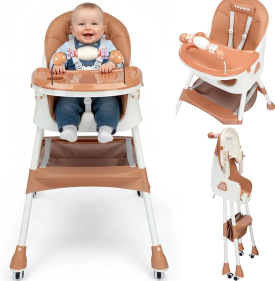 Hoge stoel 3-in-1 - Vouwbare kinderstoel met eettafel - Groeistoel voor baby en peuter - Geschikt van 6 maanden tot 5 jaar van Hoge