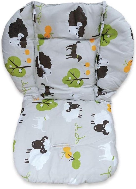 Hoge stoel pad beschermende film ademende pad voor kinderwagen-kinderstoel-auto stoel (grijs achtergrond schapen patroon) van Italbaby