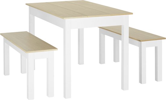 HOMCOM-Eettafelset-Spaanplaat-119x70x75cm-Eiken van Merkloos