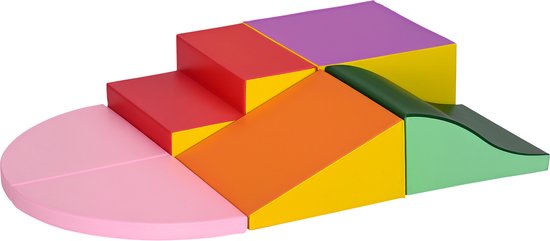 HOMCOM-Kids Soft Play Sets-150x100x24cm-EPE-Roze, geel, oranje, rood, paars en groen van Merkloos