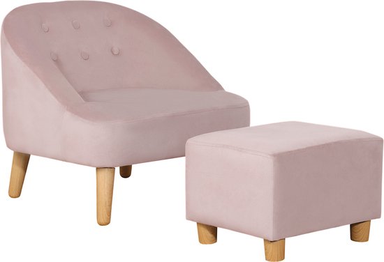 HOMCOM kinderstoel - met voetenbank - sterke bekleding - roze van Merkloos