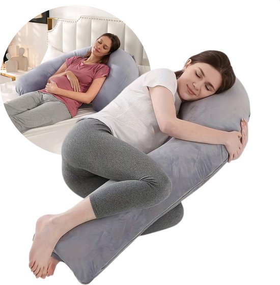 Home4u® Zwangerschapskussen J-vorm - Zijslaapkussen - Voedingskussen - Lichaamskussen - Body pillow van Home4u