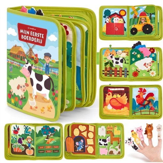 Homeblend Boerderij Knisperboekje - Sensorisch Speelgoed - Montessori - Vanaf 1 Jaar - Fijne Motoriek - Reisspeelgoed - 20 Activiteiten - Dierenspeelgoed - Nederlands Speelgoed - Speelgoed 1 2 3 4 jaar van HomeBlend