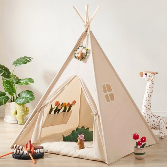 Homeblend Speeltent Kind 120x120x150cm - Speeltent jongens en meisjes - Tipi Tent - Speelhuisje - Kindertent - Tent Kinderen - Peuter Tent