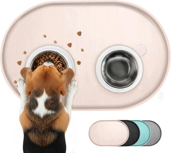 Honden- en kattenvoer mat met verhoogde randen van 1,2 cm, waterdicht en BPA-vrij, ideaal voor voer- en waterbakken
