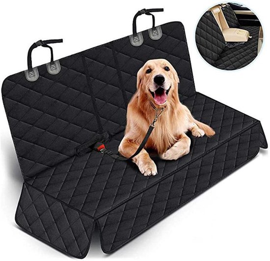 Hondenautostoelhoes - 4-laags beschermende waterdichte achterbankhoes - Voor honden en huisdieren tijdens het autorijden - Houdt stoelen antislip en voorkomt krassen - Voor auto's, vrachtwagens en SUV's - 135 cm L x 46 cm B - Zwart van Merkloos