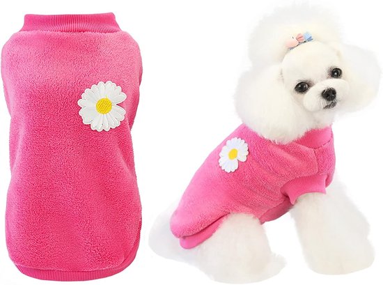 Hondenbadjas maat S - Magenta - Borstomtrek 29 cm - Koraalfleece en Katoen - Voor Kleine Honden en Katten
