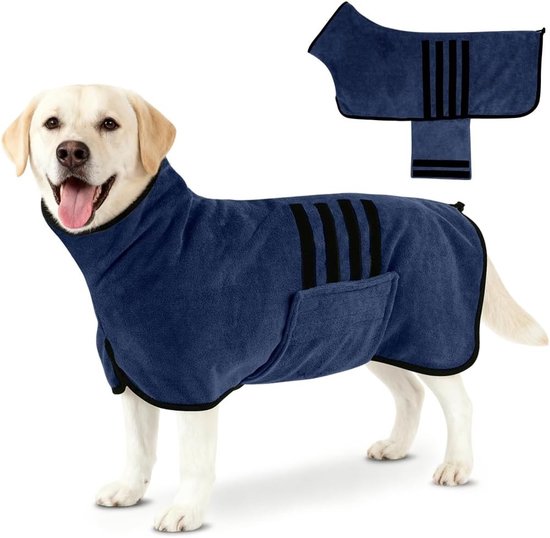 Hondenbadjas maat xl - Marineblauw - XL - Microvezel Sneldrogende Badjas - Voor Honden