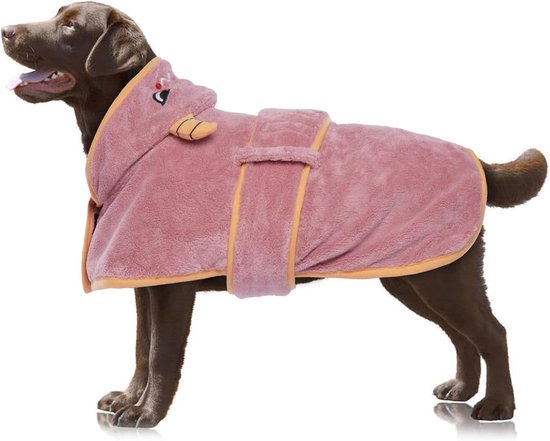 Hondenbadjas maat xs - Roze - XX-Large - Microvezel Droogjas met Capuchon en Verstelbare Buikriemen - Voor Grote Honden