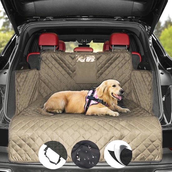 Hondendeken achterbank auto - Waterdichte antislip hondenhoes - Kofferbakbescherming voor honden - Hondenkussen en mat - Beige van Pet Perfect