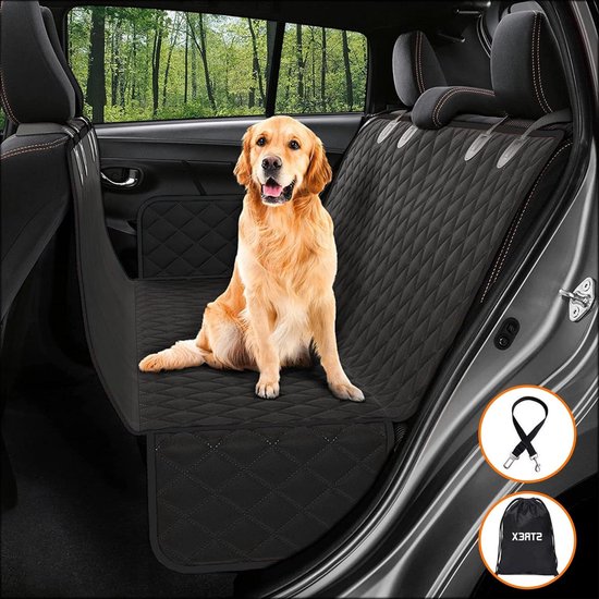 Hondendeken Auto Achterbank en Kofferbak - 137 x 147 CM - Beschermhoes - Hondenkleed - Honden Deken - Waterdicht - Incl. Hondenriem En Opbergzak - ZWART van Pet Goods
